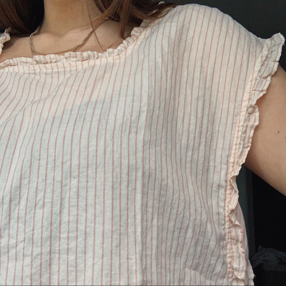 Madewell Striped Ruffle Top with Tie